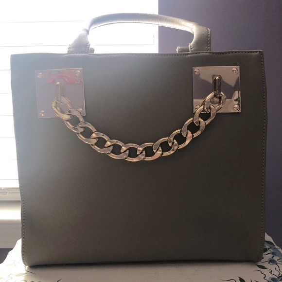 Taupe Gold Chain Purse - Picture 2 of 8